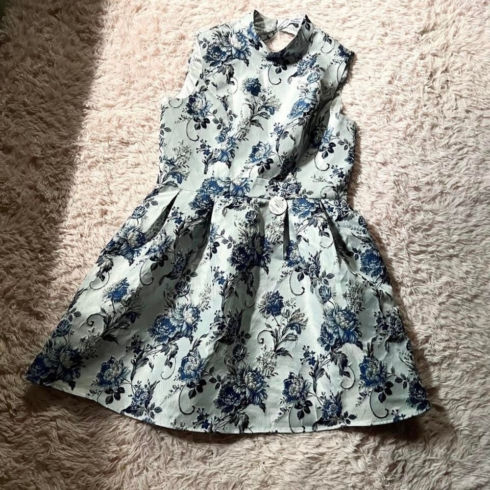 Brocade Floral Victorian Romantic Wedding Guest Formal Dress Womens 12 Regal